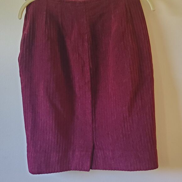 VTG Yves Saint Laurent Straight Skirt Merlot Courderoy Sz 38 US 8 Med *See Pics - Picture 4 of 10